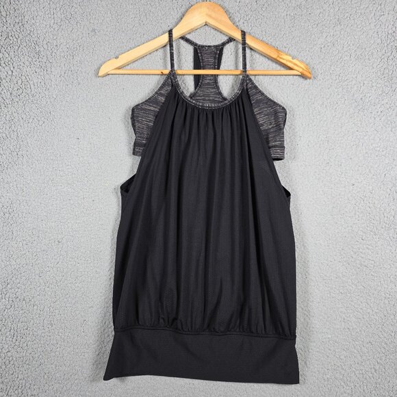 LULULEMON No Limits Tank Womens 6 Black Gray Workout Racerback Bra Top Athleisur - Picture 1 of 12